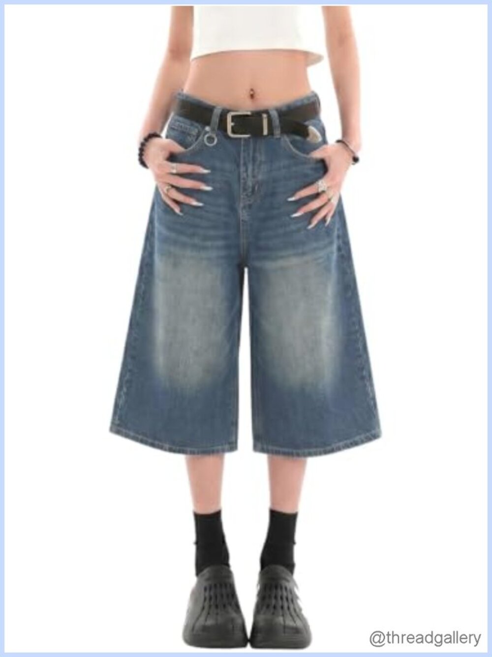 Women's Baggy Denim Jean Shorts Y2K Capri Wide Leg Summer